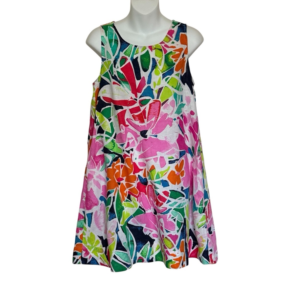Cynthia Rowley Linen Tropical Print A-Line Dress Size XS